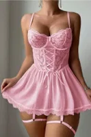 Toz Pembe Örgü Detaylı Gecelik Bella Notte 35019 Toz Pembe detay görünüm