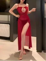 Kırmızı Transparan Yırtmaçlı Gecelik Venlisa V2502 Kırmızı