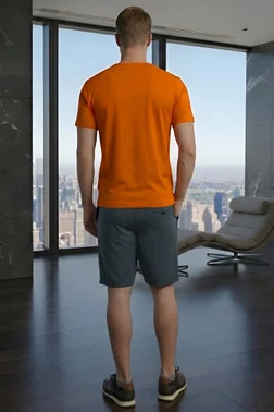 Turuncu Erkek T-Shirt Şort Takım Doreanse 4597 - Alternatif Görünüm