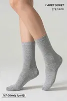 Unisex %7 Gümüş Madeni içerikli Soket ve Kısa Konç Çorap Mısırlı UMDK000024 Gri detay görünüm