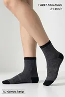 Unisex %7 Gümüş Madeni içerikli Soket ve Kısa Konç Çorap Mısırlı UMDK000024 Siyah görsel 7