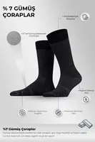 Unisex %7 Gümüş Madeni içerikli Soket ve Kısa Konç Çorap Mısırlı UMDK000024 Siyah görsel 8