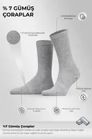 Unisex %7 Gümüş Madeni içerikli Soket ve Kısa Konç Çorap Mısırlı UMDK000024 Gri görsel 4