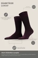 Unisex Diyabetik Bambu Soket Çorap Mısırlı UMDK000021 Mor farklı açı