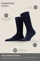 Unisex Diyabetik Bambu Soket Çorap Mısırlı UMDK000021 Lacivert görsel 15