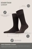 Unisex Diyabetik Bambu Soket Çorap Mısırlı UMDK000021 Kahverengi görsel 24