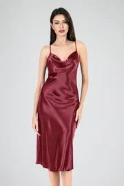 Ahu Lingerie Uzun Gecelik Degaje Bordo Ahu Primoda 7741
