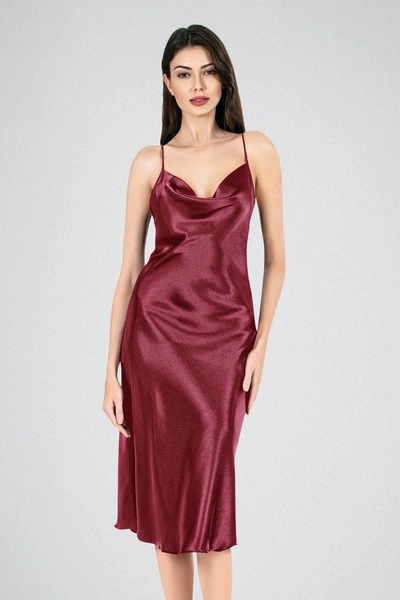 Uzun Gecelik Degaje Bordo Ahu Primoda 7741
