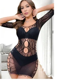 Uzun Kollu Dantelli Elbise Vücut Çorabı So Beautiful 2458