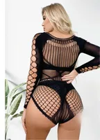 Uzun Kollu Kesik Detaylı Body Vücut Çorabı So Beautiful 2482 Siyah detay görünüm