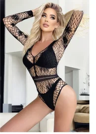 V Yaka Geniş Fileli Body Vücut Çorabı So Beautiful 2483
