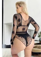 V Yaka Geniş Fileli Body Vücut Çorabı So Beautiful 2483 Siyah detay görünüm