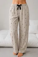 Viskon Dokuma Vizon Fiyonk ve Kalp Desenli Pijama Takımı Bella Notte 61285 Vizon görsel 5