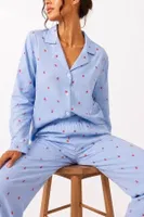 Viskon Mavi Çilek Desenli Uzun Kollu Pijama Takımı Bella Notte 77792 Bebe Mavisi