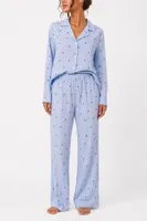 Viskon Mavi Çilek Desenli Uzun Kollu Pijama Takımı Bella Notte 77792 Bebe Mavisi farklı açı
