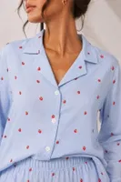 Viskon Mavi Çilek Desenli Uzun Kollu Pijama Takımı Bella Notte 77792 Bebe Mavisi görsel 4