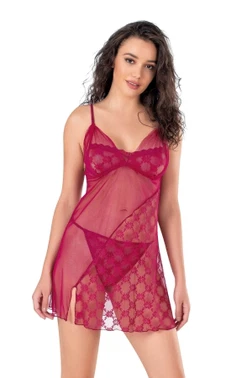 Ahu Lingerie Vişne Kısa Tül Gecelik Ahu Primoda 4127 - Alternatif Görünüm