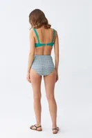 Yeşil Pedli Geometrik Desenli Yüksek Bel Bikini Takımı Akbeniz 35016 Yeşil görsel 6