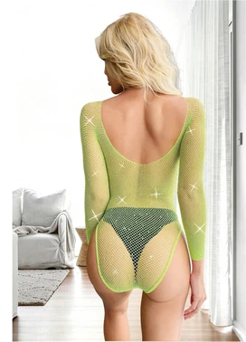 Yeşil Taşlı Uzun Kollu Body Vücut Çorabı So Beautiful 24129 - Alternatif Görünüm