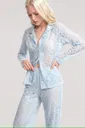 Zarif Dantel İşlemeli Düğmeli Kadın Pijama Takımı Akbeniz Mavi 5982