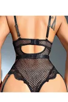 Zincir Detaylı Fantezi Body Jartiyer Takım Jesica Bella LB-128 Siyah görsel 6