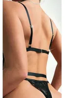 Zincir Detaylı Jartiyer Bantlı Dantel Siyah Fantezi Body NightLight 3901-1 Siyah detay görünüm