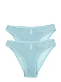 Akbeniz Kadın Mavi Dantel Detaylı Transparan 2'li Slip Akbeniz S0022