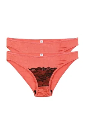 Akbeniz Mercan Rengi Dantel Detaylı 2'li Slip Akbeniz S0010