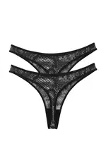 Kadın Siyah Yılan Desenli 2'li Tanga Slip Akbeniz S0012 Siyah