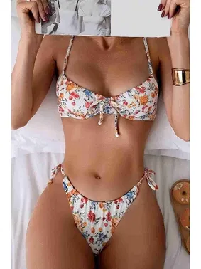 Angelsin Bağlamalı Çiçek Baskılı Bikini Altı Angelsin MS43878 - Alternatif Görünüm