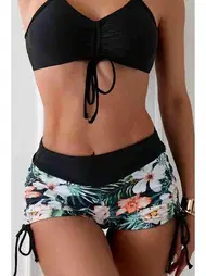 Angelsin Büzgü Ayarlı Baskılı Deniz Şortu Bikini Alt Angelsin MS43888