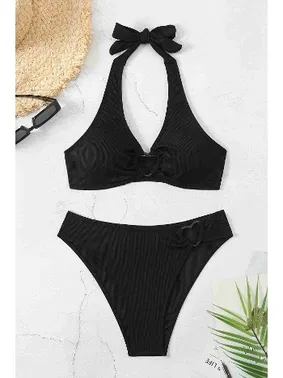 Angelsin Kalp Aksusuarlı Bikini Takım (Çıkartılabilir Kaplı) Siyah Angelsin MS4131 - Alternatif Görünüm