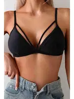 Metal Kopçalı Şık Bikini Üstü (Çıkartılabilir Kaplı) Angelsin MS43909 Siyah