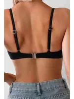 Metal Kopçalı Şık Bikini Üstü (Çıkartılabilir Kaplı) Angelsin MS43909 Siyah detay görünüm