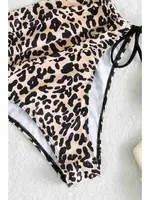 Özel Tasarım Leopar Yanlardan Büzgü Ayarlama Detaylı Mayo Angelsin MS4308 Çok Renkli farklı açı