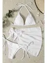 Pareolu Bağlamalı 3'lü Bikini Takım Set (Çıkartılabilir Kaplı) Angelsin MS4094-1000