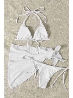 Angelsin Pareolu Bağlamalı 3'lü Bikini Takım Set (Çıkartılabilir Kaplı) Angelsin MS4094-1000 - Alternatif Görünüm