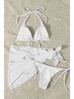 Pareolu Bağlamalı 3'lü Bikini Takım Set (Çıkartılabilir Kaplı) Angelsin MS4094-1000 Beyaz detay görünüm