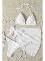 Pareolu Bağlamalı 3'lü Bikini Takım Set (Çıkartılabilir Kaplı) Angelsin MS4094-1000 Beyaz farklı açı