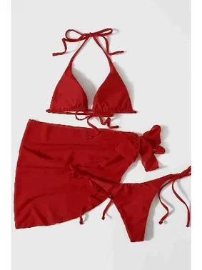 Angelsin Pareolu Bağlamalı 3'lü Bikini Takım Set (Çıkartılabilir Kaplı) Angelsin MS4094-1006 - Alternatif Görünüm