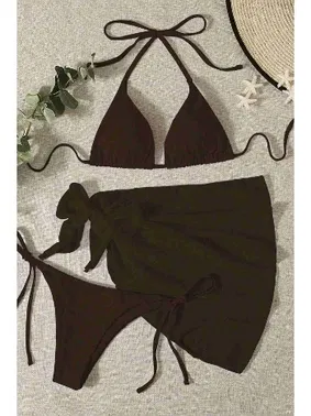 Angelsin Pareolu Bağlamalı 3'lü Bikini Takım Set (Çıkartılabilir Kaplı) Angelsin MS4094-1012 - Alternatif Görünüm