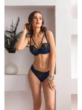 Gallipoli Balenli Kapsiz Sütyen Ve Slip Külot Takim Lacivert Gallipoli 32121