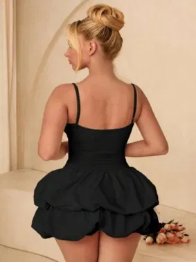 Real Passione Balon Mini Etekli Askılı Kadın Elbise Real Passione E1059 - Alternatif Görünüm