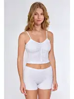 Kadın İp Askılı Crop Atlet Berrak 7052 Beyaz
