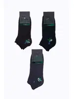 Bonas 3'lü Çapa Desen Bambu Erkek Patik Çorap CBONB006 Siyah-Antrasit-Lacivert