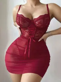 Real Passione Bordo Örgü Detaylı Gecelik Real Passione 4086