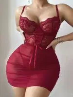 Bordo Örgü Detaylı Gecelik Real Passione 4086 Bordo