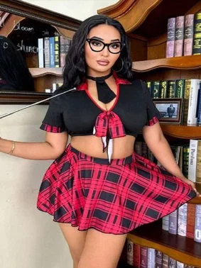 Real Passione Büyük Beden Ekose Seksi Kostüm Real Passione 19045