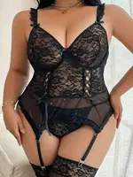 BÜyük Beden Siyah Kadın Jartiyer Takım Real Passione J-87 Siyah