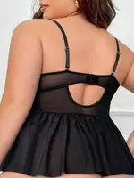 Büyük Beden Siyah Dantel Etekli Fantazi Jartiyer Takımı Real Passione J-84 Siyah görsel 4